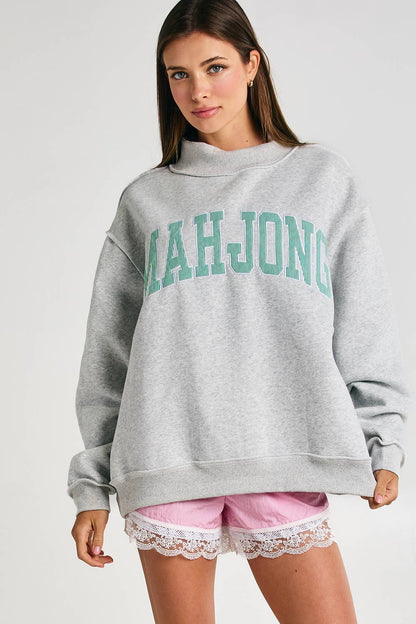 Mahjong Embroidery Sweatshirt: Kelly Green