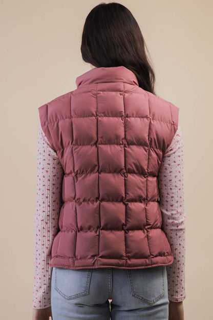 Puffer Padded Warm Vest: MAUVE
