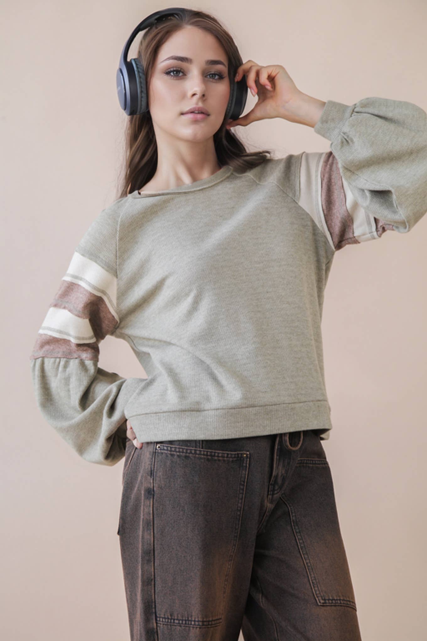 Oversized Color Block Comfy Casual Knit Top