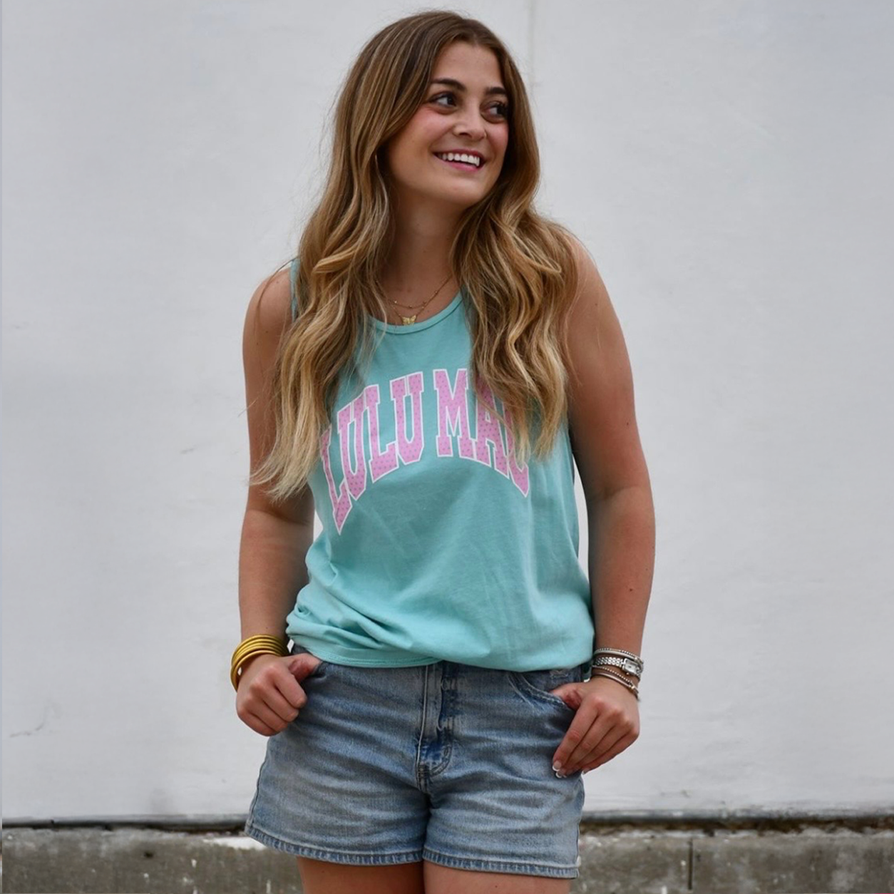 LuLu Mac Polka Dot Adult Chalky Mint Comfort Colors Tank: Chalky Mint