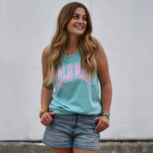 LuLu Mac Polka Dot Adult Chalky Mint Comfort Colors Tank: Chalky Mint