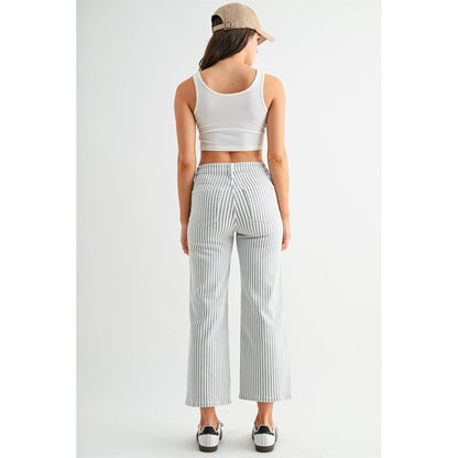 HIGH-RISE WIDE LEG CROPPED STRIPE
