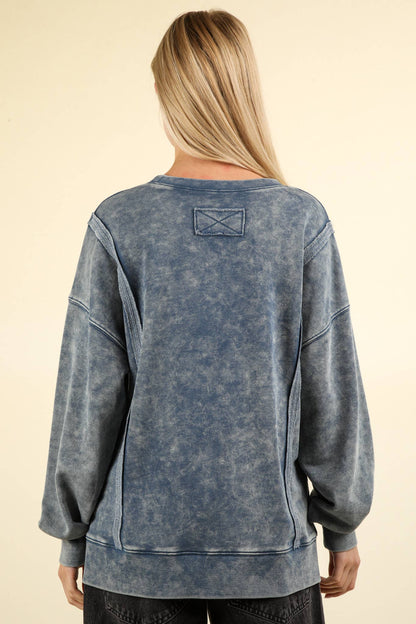 Mineral Washed French Terry Oversized Knit Top