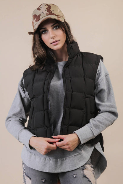 Puffer Padded Warm Vest: BLACK