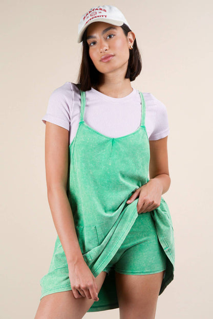 Mineral Washed Knit Mini Dress with Shorts Inside