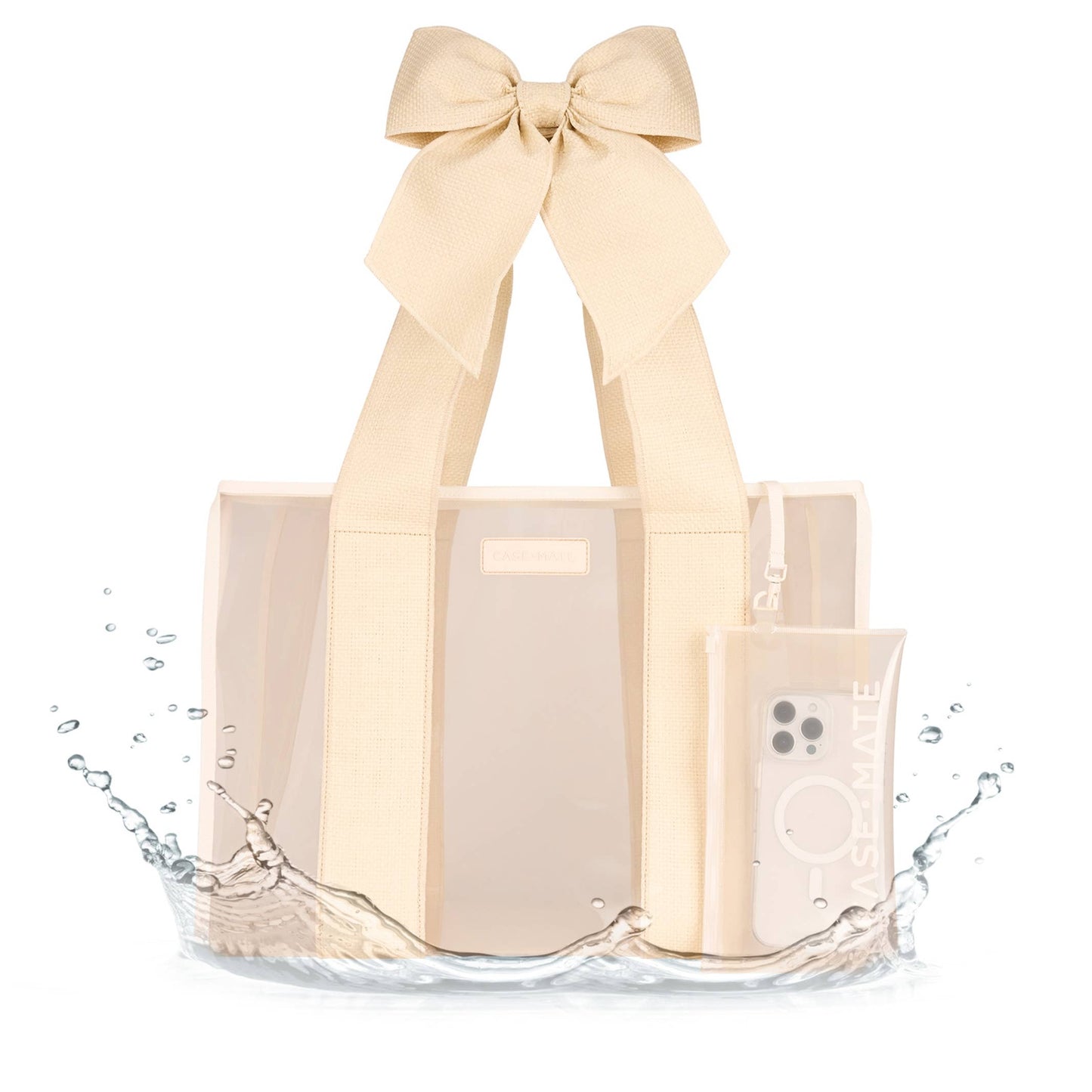 Case-Mate- Ecru Raffia Bow Jelly Tote Bag