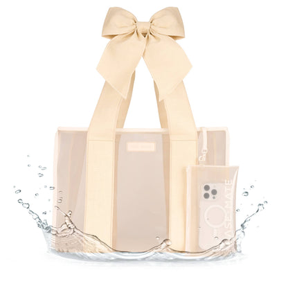 Case-Mate- Ecru Raffia Bow Jelly Tote Bag
