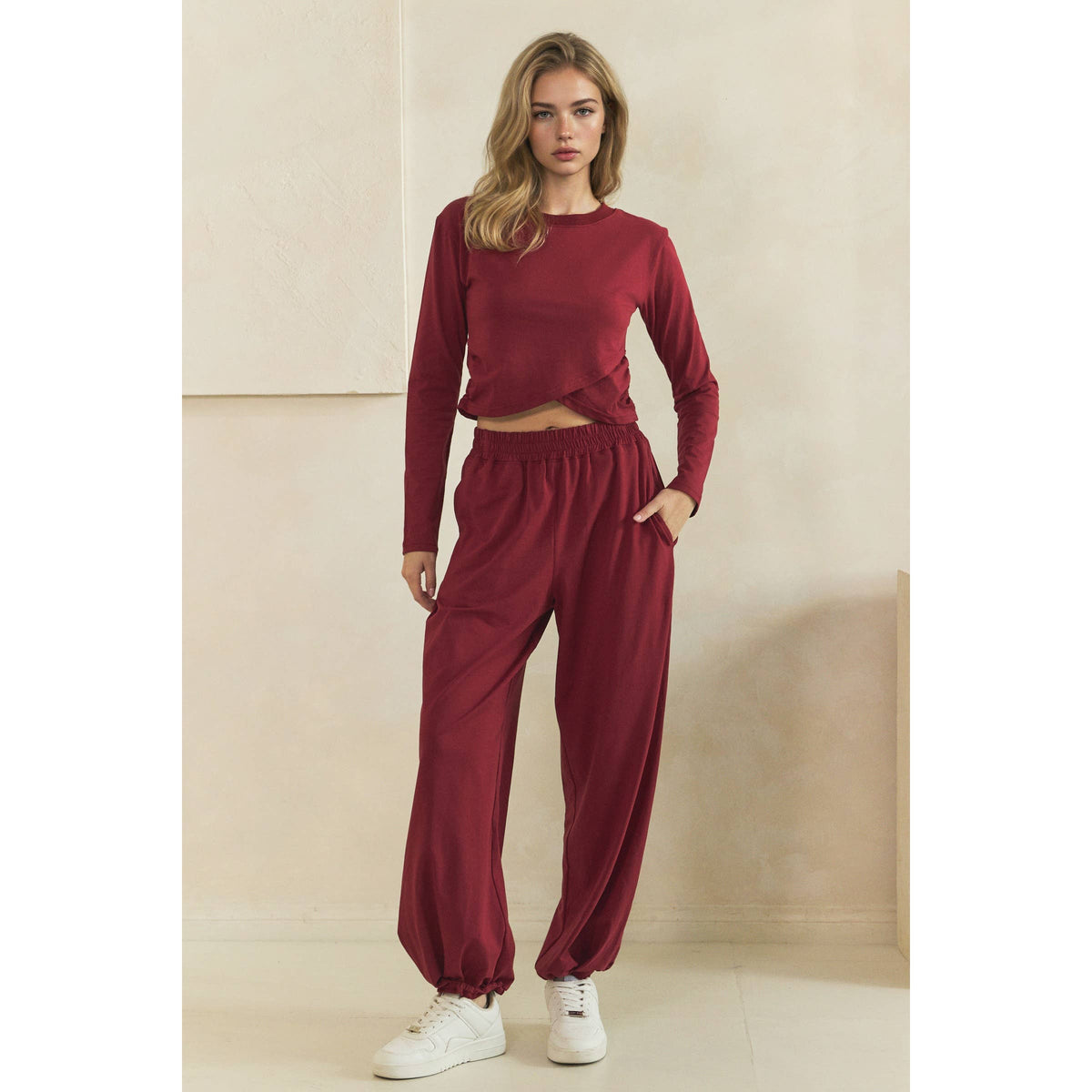 Cozy Twist Lounge Set: Burgundy
