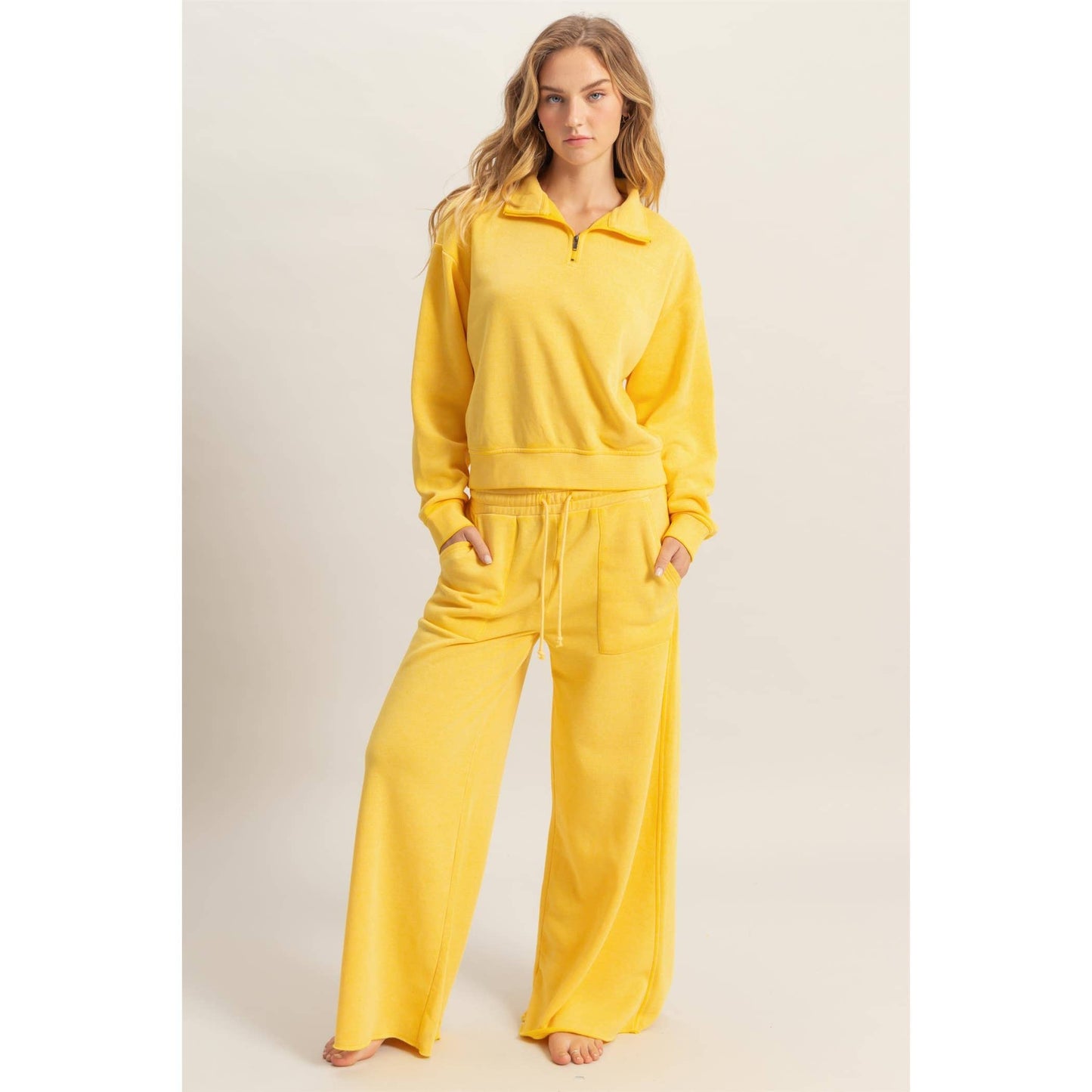 High Rise Wide Leg Drawstring Pants