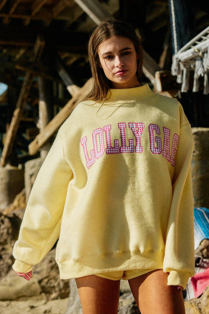 DILLY DALLY Reversible Mockneck Sweatshirt: Butter Yellow
