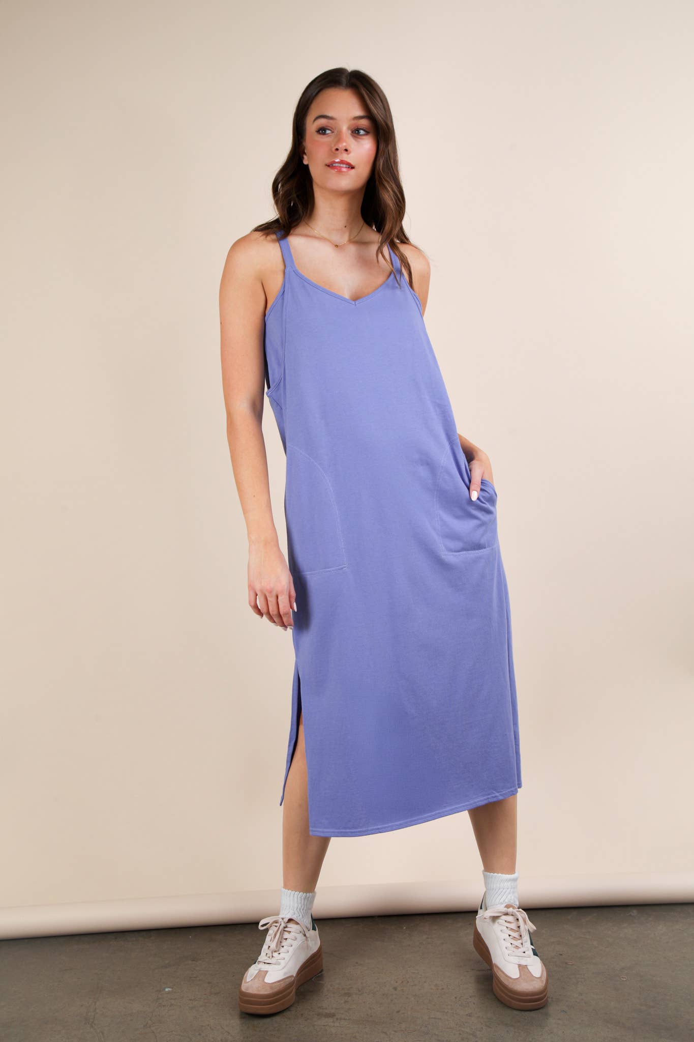 Neck Sleeveless Casual Comfy Midi Dress