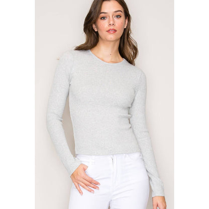 Crew Neck Long Sleeve Rib Top