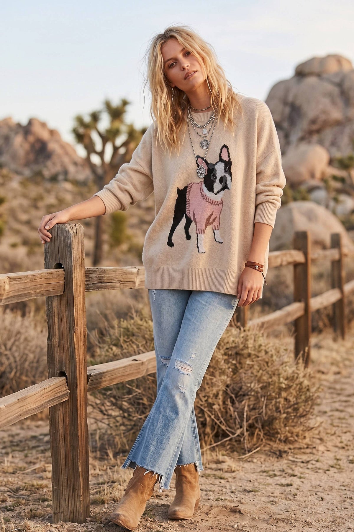 French Bulldog Graphic Oversized Sweater