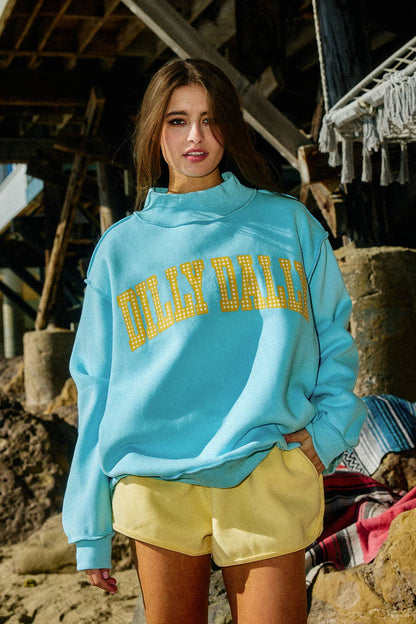 DILLY DALLY Reversible Mockneck Sweatshirt Sky Blue
