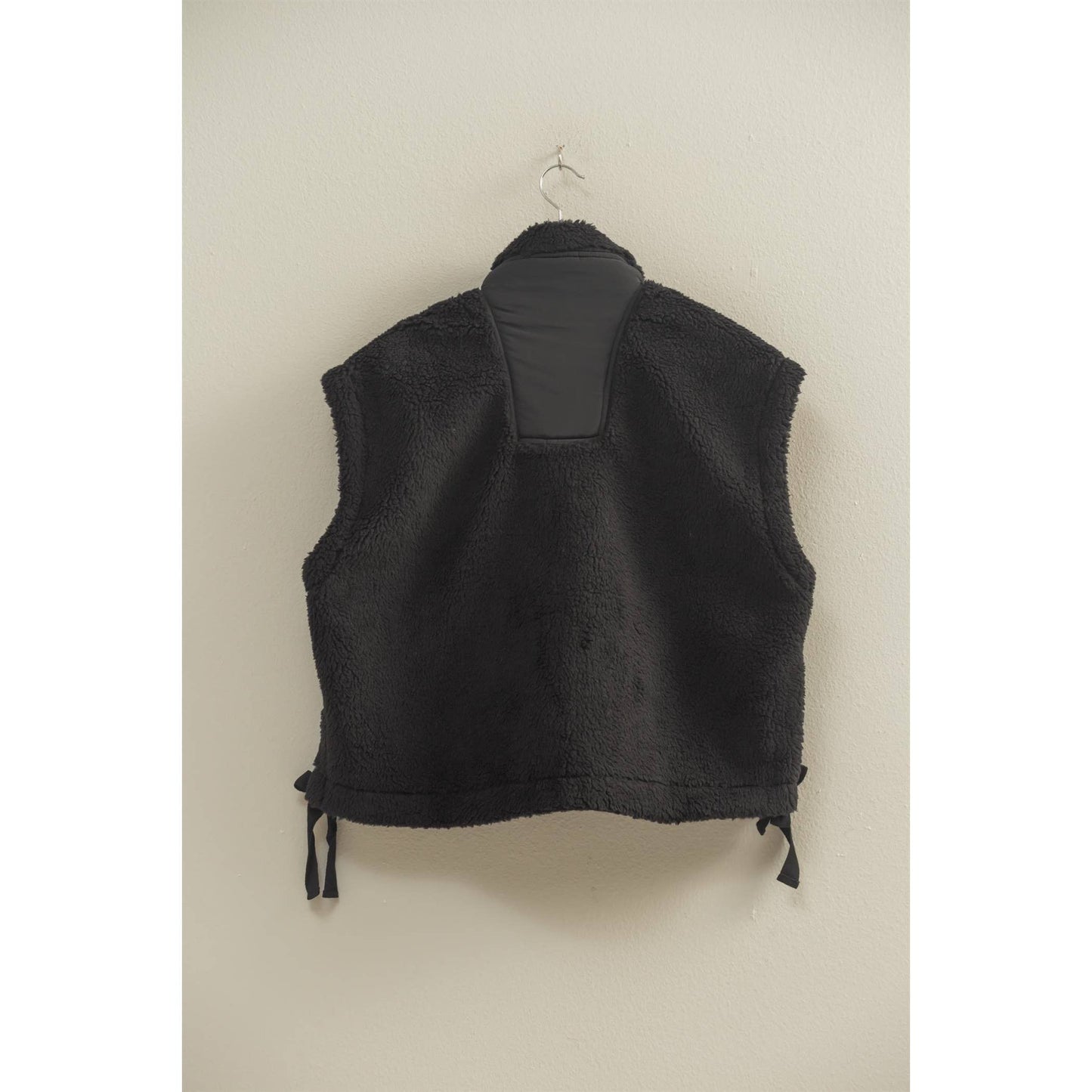 Cozy Sherpa Vest Jacket with Tie-Up Side Details