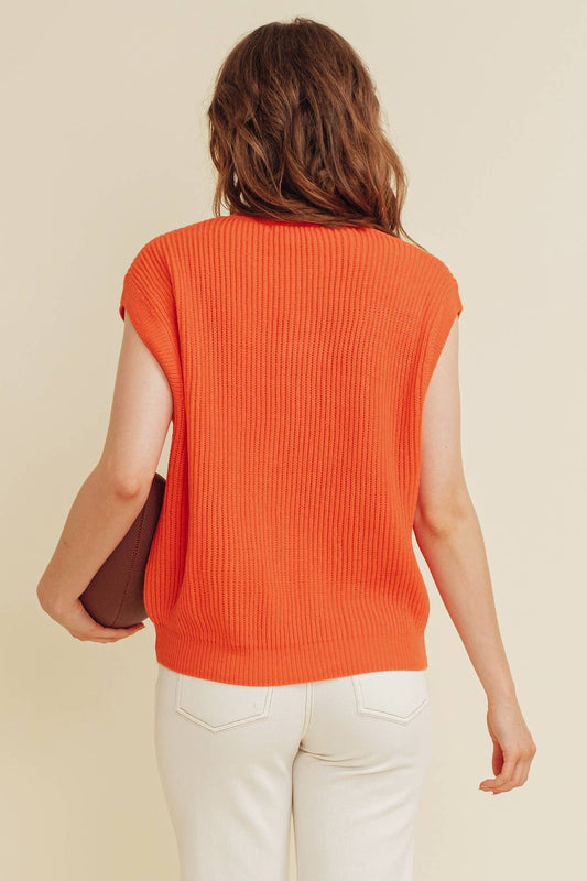 'TENN" EMBROIDERED SLEEVELESS SWEATER TOP