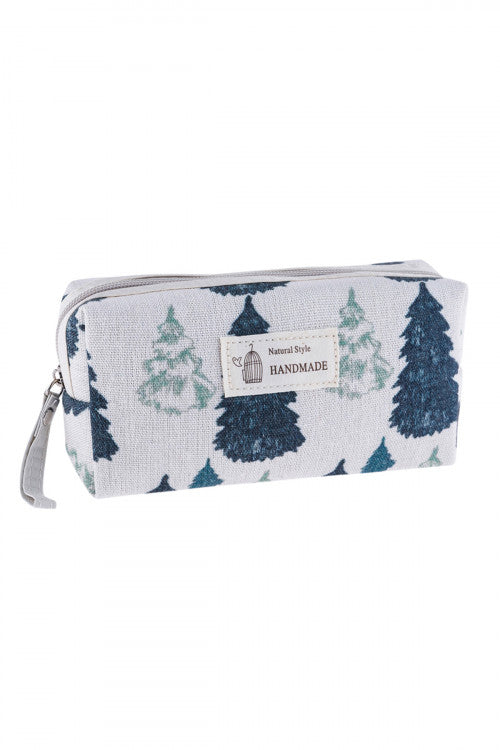 PINE TREE PRINT COSMETIC POUCH