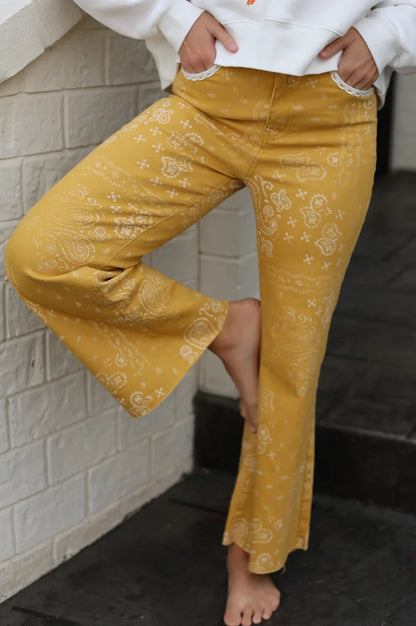 Mustard Bandana Frey Hem Denim