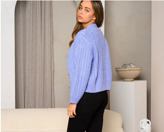 LONG SLEEVE CABLE KNIT SWEATER