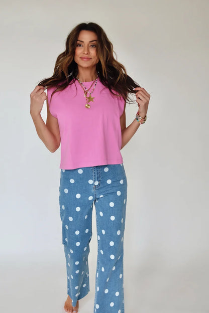 Denim Dot Fitted Stretch Denim