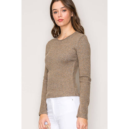 Crew Neck Long Sleeve Rib Top