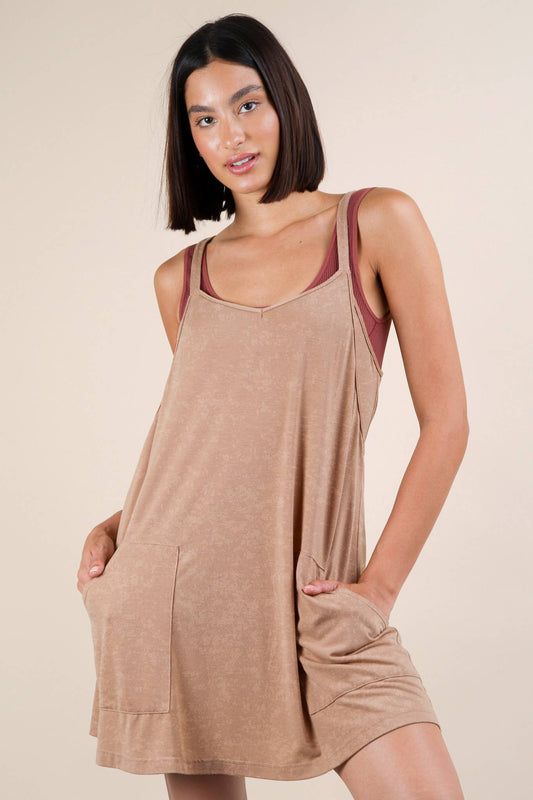 Mineral Washed Knit Mini Dress with Shorts Inside