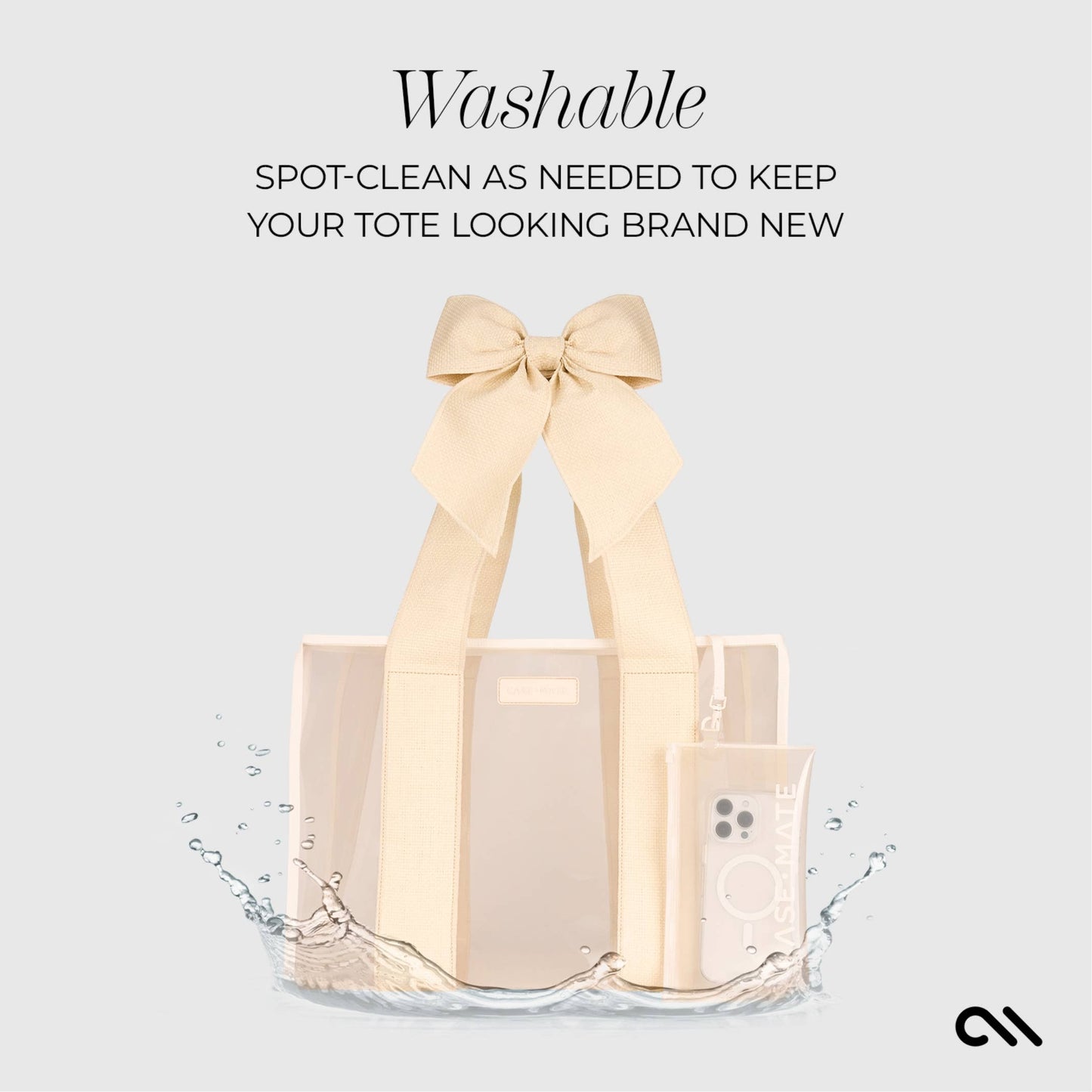 Case-Mate- Ecru Raffia Bow Jelly Tote Bag
