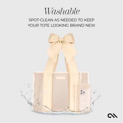 Case-Mate- Ecru Raffia Bow Jelly Tote Bag