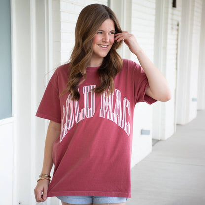 LuLu Mac Stripe Adult Crimson Comfort Colors Tee: Crimson
