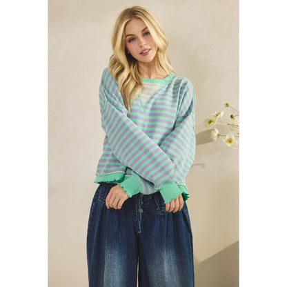 Cropped Striped French Terry Top
