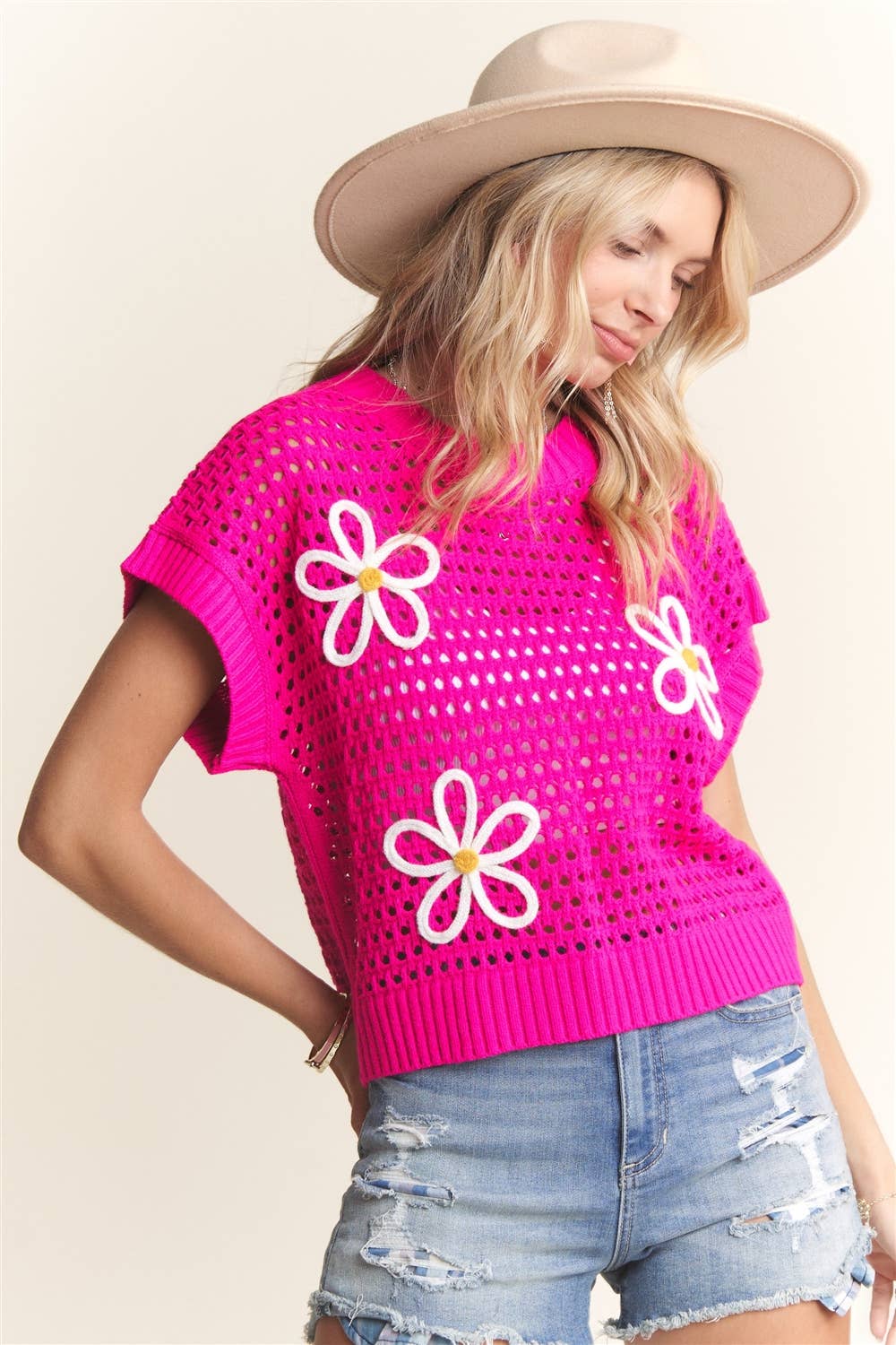 DROP SHOULDER TOP: FUCHSIA
