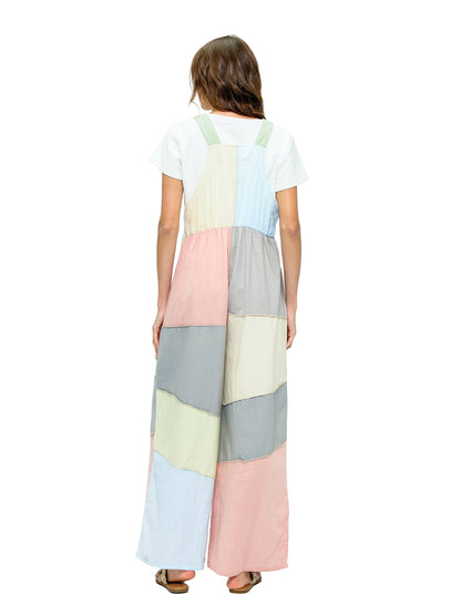 Colorblock Boho Overall Pastel Tones