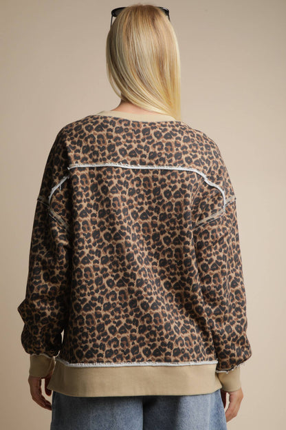 Leopard Printed Knit Casual Top