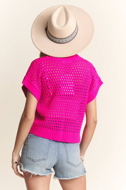DROP SHOULDER TOP: FUCHSIA
