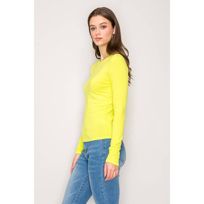 Popular 21 - Crew Neck Long Sleeve Cotton Span Knit Tee: Charcoal / S-M-L(2-2-2)