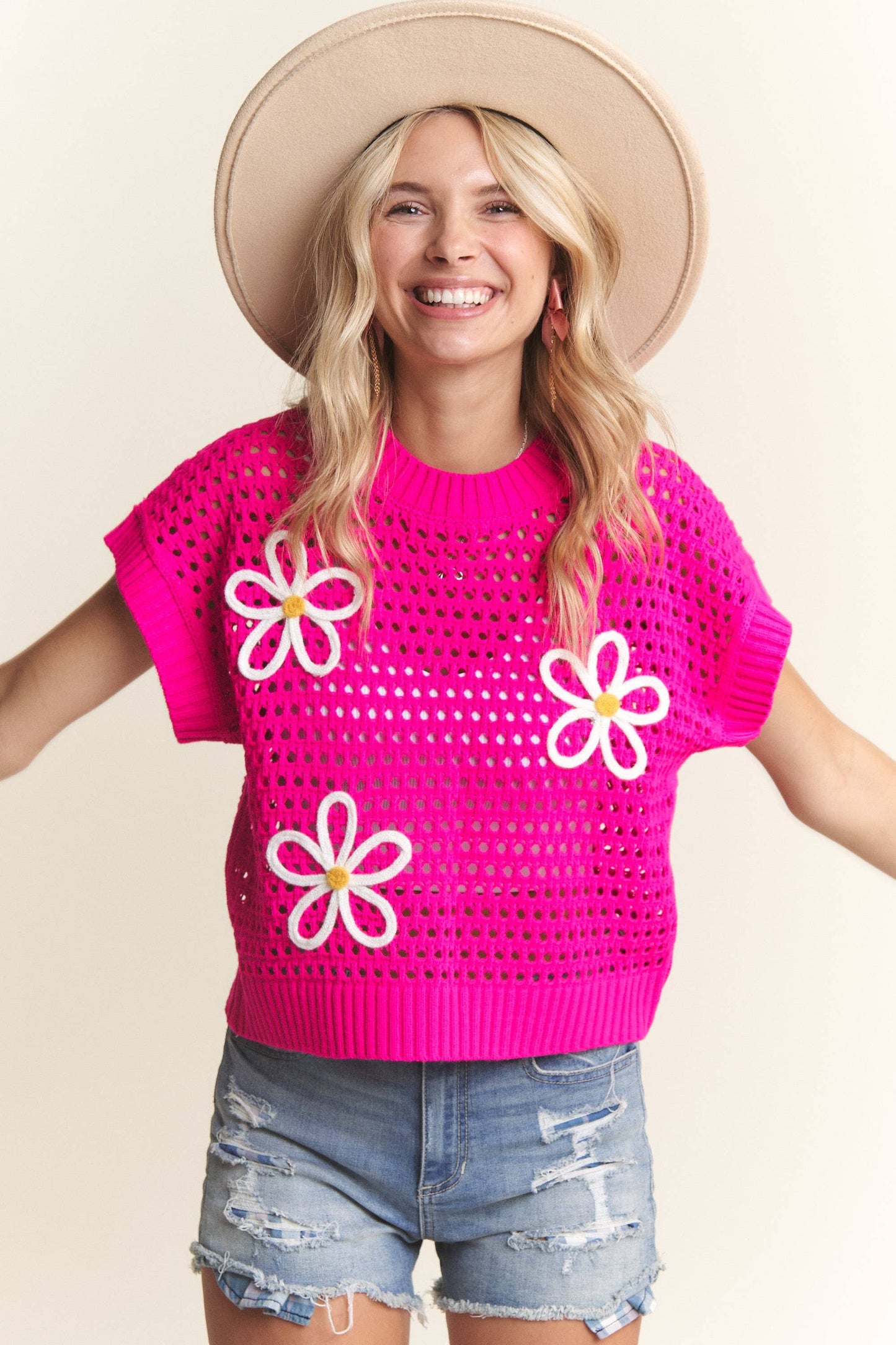 DROP SHOULDER TOP: FUCHSIA