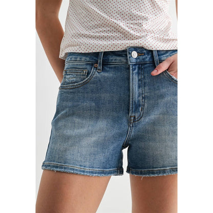 Mica Denim - HIGH-RISE SHORTS DISTRESSED DENIM: VICTORIA BLUE