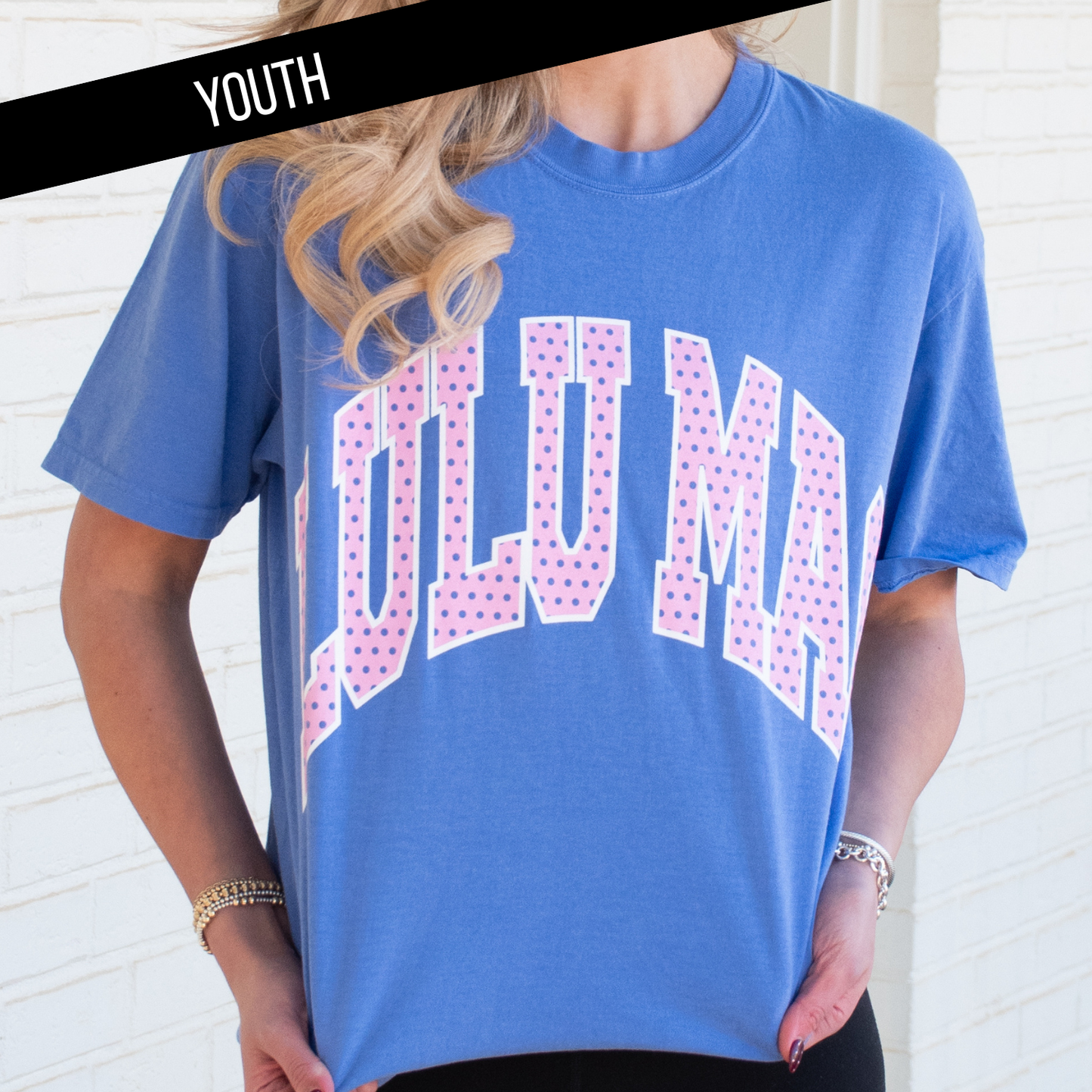 LuLu Mac YOUTH Polka Dot Tee: Blue