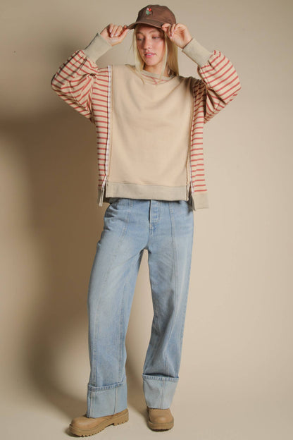 Oversized Striped Casual Knit Top