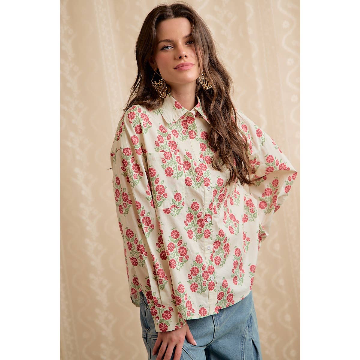 FLORAL PRINTED BUTTON DOWN