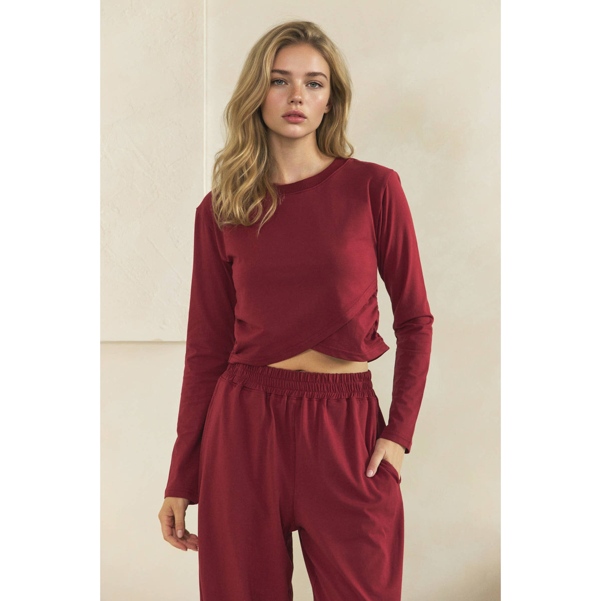 Cozy Twist Lounge Set: Burgundy
