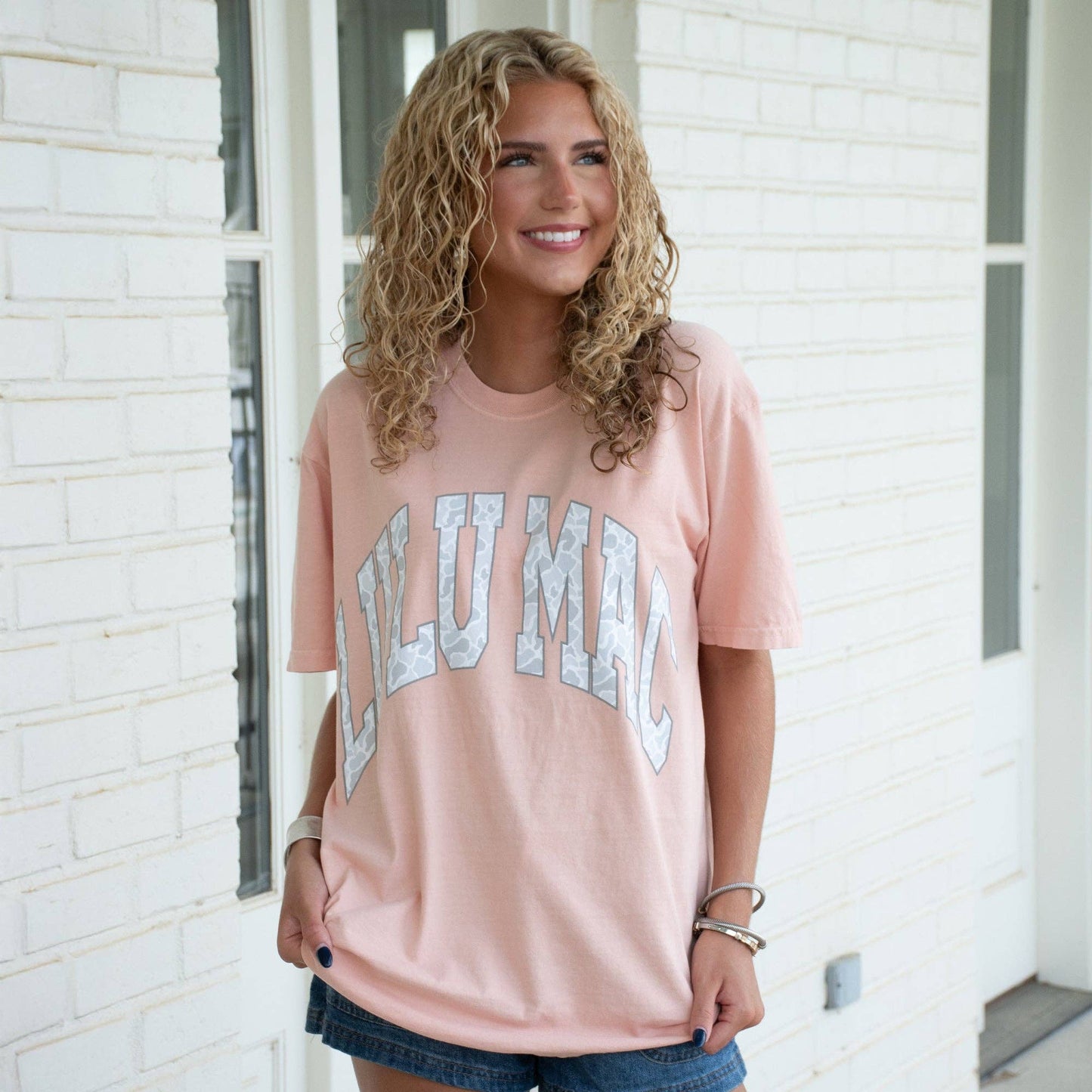 LuLu Mac Camo Adult Peachy Comfort Colors Tee: Peachy