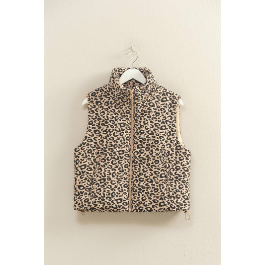 Leopard Print Puffer Vest