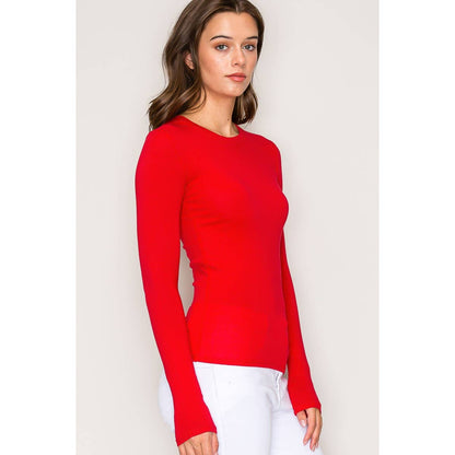 Popular 21 - Crew Neck Long Sleeve Cotton Span Knit Tee: Charcoal / S-M-L(2-2-2)