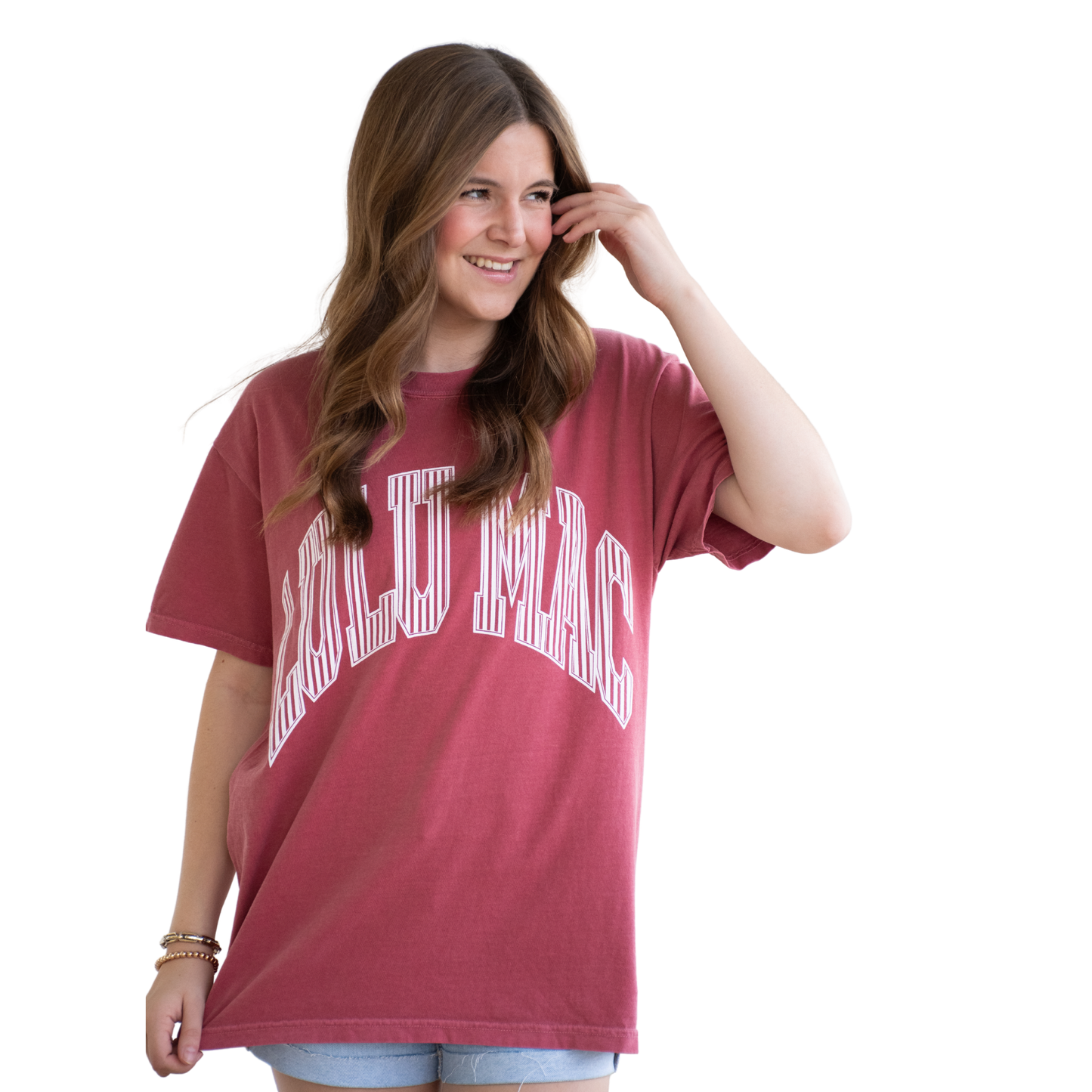 LuLu Mac Stripe Adult Crimson Comfort Colors Tee: Crimson