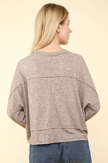 Oversized Casual Knit Top: MOCHA