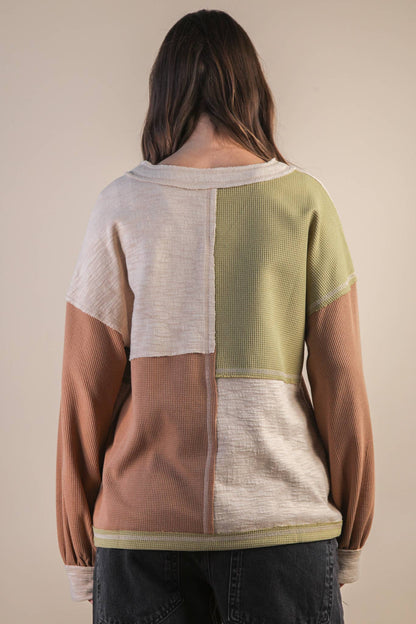 Oversized Color Block Casual Knit