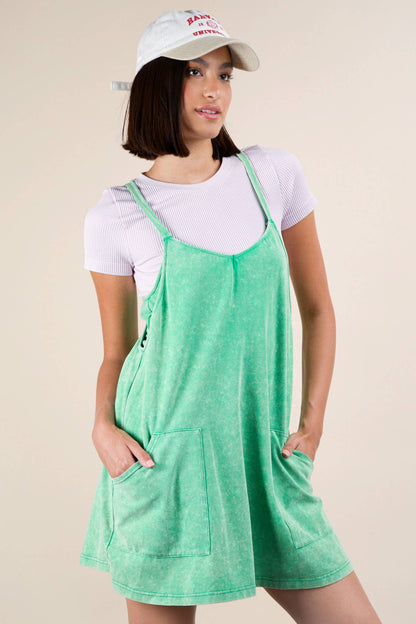 Mineral Washed Knit Mini Dress with Shorts Inside