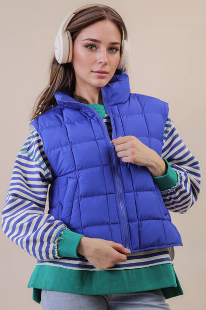 Puffer Padded Warm Vest: ROYAL BLUE