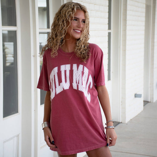 LuLu Mac Polka Dot Adult Crimson Comfort Colors Tee: Crimson
